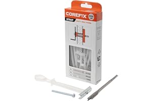 Corefix Strap Cavity Wall Fixing 4 Pack (M5x60mm), Heavy Duty Metal Universal Toggle for Plasterboard, Hollow Brick or Block. Secure Hold, Easy to Install & Adjustable Up to 35mm Deep.
