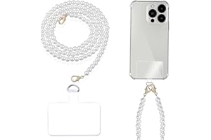 Nayyana Chaîne de téléphone portable à porter autour du cou - Chaîne de perles pour femme - Avec patchs de téléphone portable - Compatible avec la plupart des téléphones portables, sacs et