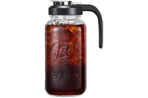 AOZITA Glass Pitcher with Lid - 2 Quart Mason Jar Pitcher with Filter Lid, Wide Mouth Jar Leak-proof Water Jug, Heavy Duty Glass Container for Water, Juice, Milk, Tea, Iced Coffee, and Drinks