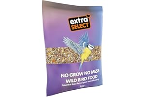 Extra Select No Grow, No Mess Bird Seed Mix for Wild Birds: All Season Wild Bird Food, 100% Edible, No Waste Formula Birdseed - 1kg