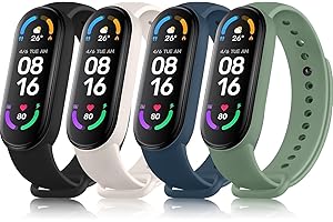 Tobfit 4 Pezzi Cinturino Solo per Xiaomi Mi Band 5/ Mi Band 6/Amazfit Band 5, Silicone Morbido Traspirante Colorati