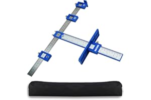 BAYTORY Upgrade Cabinet Hardware Jig Punch Drill Guide Locator for Installation of Drawer Pull Handle Knob, Wood Door Adjustable Drilling Doweling Template Tool with Storage Bag (Plastic Blue)