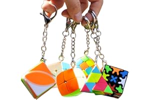 Yealvin Juego de llaveros de mini cubos, llavero mini cubo paquete de 2x2, 3x3, 3x3, pan pequeño 3x3, cubo de engranajes de 3x3, cubo de piraminx y cubo de hiedra (paquete de 6)