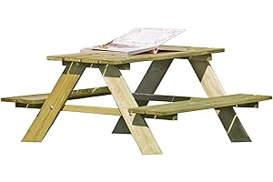 GARTENPIRAT Mesa de Picnic Infantil con Bancos fijos 90x90x50 cm (Global)