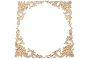HDYS 4 PièCes SéRies Bois Sculpté Moulures Coin Onlay Applique Style EuropéEn Meubles DéCor à la 20X20 Cm