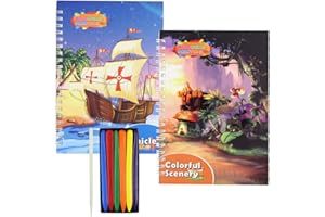 RtottiM 2Pcs Magic Scratch Book Arcobaleno da Grattare Regali Scratch Art Paper per Bambini con 6 Matite Pastello e 1 Penna per Tiragraffi per Bambini