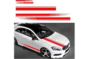 JNNJ 5 Pièces Autocollant De Bande De Capot De Voiture, Modifié Decal Décoration pour Voitures SUV Véhicules, Universels Auto Racing Body Side Stripe Decal pour Voitures SUV Véhicules(Rouge)