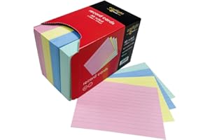 EASTLIGHT PREMIUM Eastlight A6 Ruled Index Record Card Assorted Colours Pack of 400 Brilliant for Revision Cards in Handy Storage Box