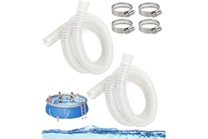Cartlant 2Pcs Above Ground Pool Hoses Replacement, 1.5 Meter Long Filter Pump Swimming Pool Pipe Kit with 4 Metal Clips, 32mm Clear PVC Water Drain Hose for Garden Outdoor Hosepipe Accessories