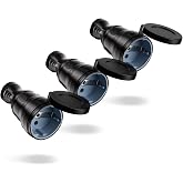 Schuko Coupling, Pack of 3, 250 V/16 A, Contact Protection Plug, IP44, Waterproof Outdoor Plug, with Kink Protection and Stra