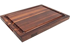 Boos Blocks® WAL BBQBD deska do krojenia z drewna orzecha włoskiego firmy John Boos – 46 x 31 x 4 cm – z rowkiem na sok, dwustronna, boczne wgłębienia.