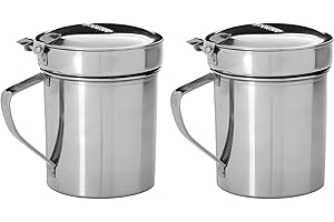 CUPERINOX Aceiteras para Aceite Usado | Grasera Acero Inoxidable 550ML con Filtro Metálico | Recipiente para Aceite Usado de Cocina y Grasa | Grasera Cocina Metálica 550ML 2Uds Metálico
