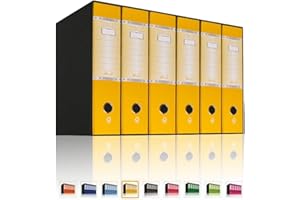 SPA LogicaShop UBOX 6 Raccoglitori ad anelli a4 Dorso 8 con Meccanismo a Leva Formato Commerciale (Giallo)