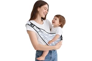 JOYNCLEON Portabebè Fisiologico da Neonato a Bambino, Fascia Portabebè Laterale con Spallone Extra Largo, Regolabile ed Ergonomico 0-36 Mesi, per Viaggi e Supporto Anca Sano(grigio)