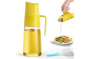 FRIBERG Spray Huile Cuisine,Pulverisateur Huile Cuisine 600 ml, bouteille d'huile avec couvercle automatique, bouteille d'huile d'olive en verre avec bouchon à gravité, brosse de nettoyage incluse