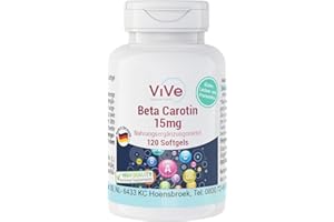 ‎VIVE SUPPLEMENTS Beta Carotin 15 mg - 120 Softgels - 2,5 mg Retinoläquivalent (RAE) / 5000 I.E. Vitamin A, 4 Monats-Versorgung | Qualität aus Deutschland von ViVe Supplements