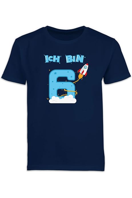 Kinder T-Shirt Jungen 'Wild Frech Und Endlich 6' – Geburtstagsshirt Für Den 6. Geburtstag, Aus Baumwolle