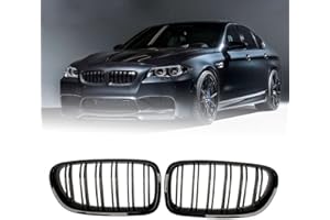TAZZOR Grille de calandre avant, 1 paire de grilles avant à double lamelles, noir brillant, remplacement pour BMW Série 5 F10 F11 F18 520 523 525 530