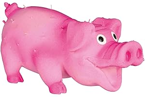 TRIXIE Borstenschwein Hundespielzeug aus Latex, 10 cm, Pink, 35190, Quietscher, Kauspielzeug