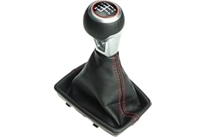 Newtown2700-parts Schaltknauf Schaltmanschette Rahmen kompatibel für Audi A4 8E B6 B7 SLine 6 Gang Naht Rot