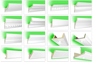 HEXIM LED profili di stucco in PU - illuminazione indiretta con profili di soffitto moderno, opaco, luce e resistente agli urti - (LED-4 80x48mm) luce calette, profilo, profilo di stucco