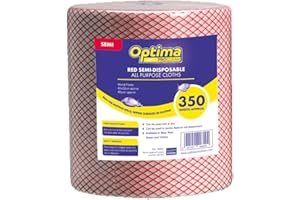 Optima Proclean Lightweight All Purpose Cleaning Cloth, Wiping, 22 x 44cm, 1 x 350 Cloths On A Roll, Red