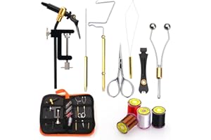 Lixada Kit de Herramientas para Atado de Moscas con enhebrador de Atado de Moscas, Tijeras para Acabado de látigo de Atado de Moscas para Profesionales de la Pesca voladora y Principiantes