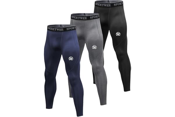 MEETWEE Legging Homme, Running Pantalon de Compression Sport Collant Séchage Rapide Baselayer Long Tight pour Gym Jogging Cyclisme