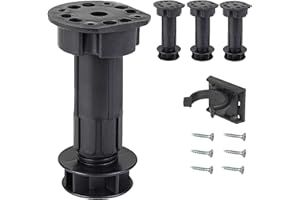 LouMaxx Set di 4 Piedini Regolabili in Nero |Piedini 100-120mm Per Cucina o Bagno |Piedi Per Mobili Regolabili, Materiale di Montaggio Incluso | Piedi Per Cucina Stabili 200kg di Portata