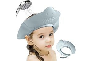 Kinretixia® Duschhaube für Kinder, Quallenform Baby-Duschhaube, Bade-Visierschutz, sichere Dusch-Badekappe mit elastischem, verstellbarem Band, Duschhaube (Blau)