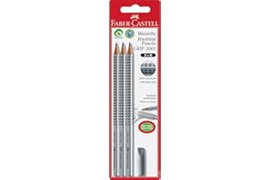Faber-Castell 117097 - Set di matite GRIP 2001, grado di durezza B, 3 pezzi con una gomma