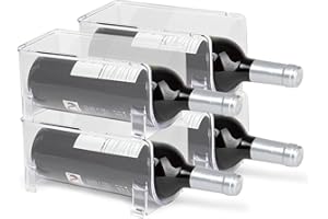 Dekohome Botellero Nevera, Set de 4 Soportes para Botellas de Vino, Botellero Apilable para Optimizar y Ahorrar Espacio, Máxima Resistencia, 4 Soportes