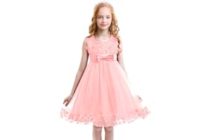 FYMNSI Vestido de Niña de Las Flores Niños Bebé Boda Dama de Honor Princesa Tutu Tul Vestido Corto Sin Mangas Bowknot Fiesta de Cumpleaños Cóctel Noche Vestido de Bola por 2-11 Años