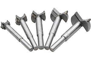 Forstner Drill Bits Set,Saim Saim Cemented Carbide Hinge Boring Drill Bit Woodworking Hole Saw Bit Cutter Tool for Wood Plastic Plywood, 15mm,20mm,25mm,30mm,35mm, Pack of 5