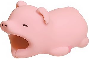 Suneast 2 Pcs Cute câble Animal Bite câble USB Cord Saver Protector Empêche la Rupture Support pour iPhone iPad téléphone Portable Accessoire de Protège - Cochon