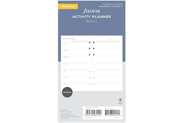 Filofax Personal Organiser Activity Planner Refill