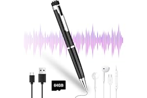 FRESUM 64 GB Diktiergerät Digital, HD Voice Recorder Pen Tragbarer Mini Diktiergerät mit MP3-Wiedergabe und One-Touch-Aufnahme, Geräuschreduzierende Aufnahmegerät für Vorträge Meetings Klassen Interviews