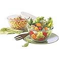 Borosil 2pc Set of 500ml Round Shape Serving & Mixing Bowl with Lid | Borosilicate Glass Bowl for Kitchen & Dinning | Bowl for Mixing Dough, Salad, Batter | Microwave & Dishwasher Safe | Transparent