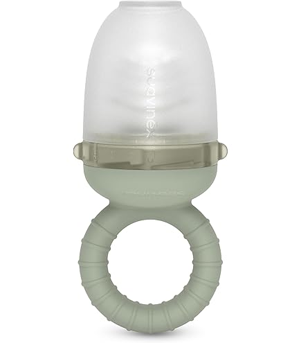 Broemba Succhietto per frutta Baby & 3 ciucci – Beiger 100% silicone ciuccio alimentare con massaggiagengive – ciuccio per frutta, verdura e alimenti per bambini – senza BPA