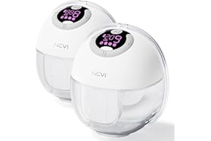 NCVI Breast Pump Hands Free, Wearable Pumps S32 for Breastfeeding, Electric Breast Pump with 4 Modes & 9 Levels, Wireless Portable Breast Pump with LCD Display, 24mm Flange, Quiet & Discreet, 2 Pack