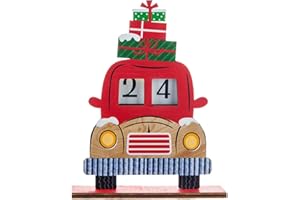 PLUSHCEWT Calendario dell'Avvento di Natale Car styling Calendario del Conto alla Rovescia di Natale Ornamento Creativo in Legno Ornamento di Natale per Decorazione della Casa e Ufficio (B)