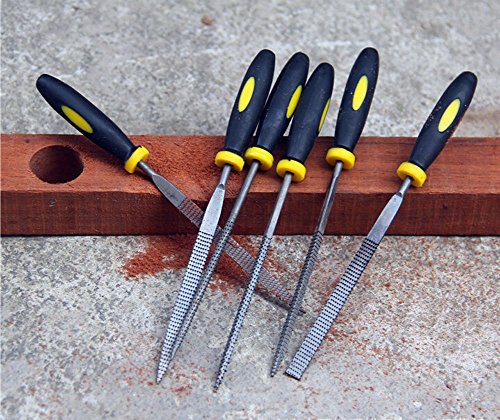 Tily 5 x 180 mm verschiedene Mini Hand Datei Holz Raspel Set mit Gummi Griff (6pcs) - 3