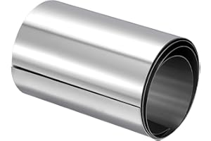sourcing map 304 Inox Acier Feuille Rouleau，0,3 mm x 100 mm x 1M Poli Finition Métal Bande Plaque Feuille pour Artisanat, Électronique Équipement, Argent Ton