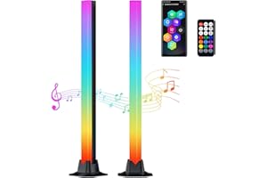 G-STORY Barra de luz LED RGB inteligente mejorada de 42 cm, luz de ritmo de sincronización de música activada por voz con aplicación y control remoto, para juegos, PC, TV, fiesta (paquete de 2)