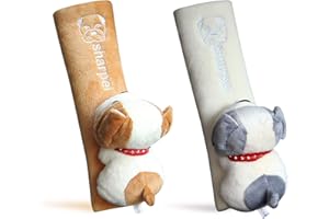 MHwan protege ceinture de securite enfant, 2 pièces chiot de dessin animé protection ceinture de sécurité enfant, adulte doux et confortable protege ceinture voiture, toutes les saisons