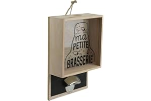 TOTALLY ADDICT KV7229 Décapsuleur Mural avec Bac Capsules, Bois, Beige, 17,8 x 6,8 x 26 cm