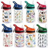  Botella de agua reutilizable de 350 ml para niños, libre de BPA, diseño variado, ideal para el colegio, viajes, excursiones o para usar en casa, blue flowers