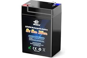 melasta 6V 6Ah 36Wh LiFePO4 Batterie Akku mit BMS Schutz, wiederaufladbar 2000 Zyklen Deep Cycle Lithiumbatterie für Wohnmobil,Solaranlage, Boot, Haushalt, Solarpanel Kit,Camping