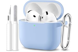 Maledan Cover Compatibile con AirPods 4 2024 Custodia, Case Protettiva Antiurto in Silicone Morbido per Apple AirPods 4 Generazione Custodia con Kit di Pulizia e Moschettone [LED visibile],Lilla