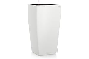 Lechuza – Pot de Fleurs d’Extérieur et d'Intérieur – Color Cubico – Réserve d'Eau Intégrée – Coloris Blanc – 22 x 22 x 41 cm